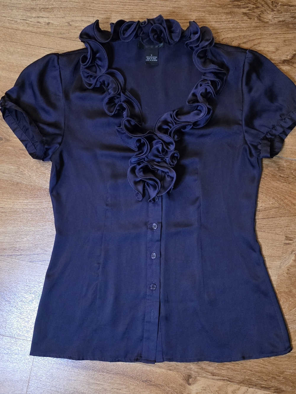 Spense Purple Button Down Ruffle Blouse